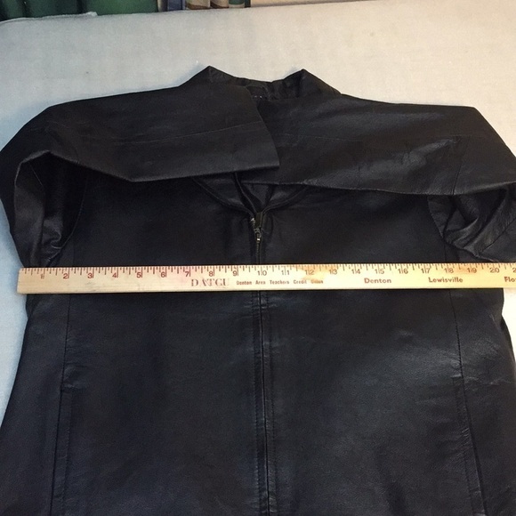 Vintage 1990's Genuine Black Leather zipper Jacket coat Oscar Piel Size L - Picture 12 of 14
